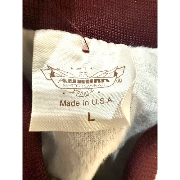 Vintage 90s Bomber Jacket Mens Large Varsity Maroon Snap Front Made USA Texas - Picture 4 of 7